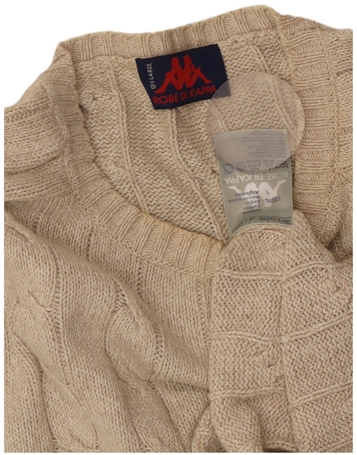 KAPPA Mens Crew Neck Jumper Sweater XL Beige Cotton