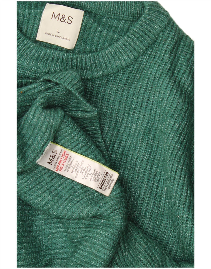 Marks & Spencer Mens Crew Neck Jumper Sweater Large Green Polyamide