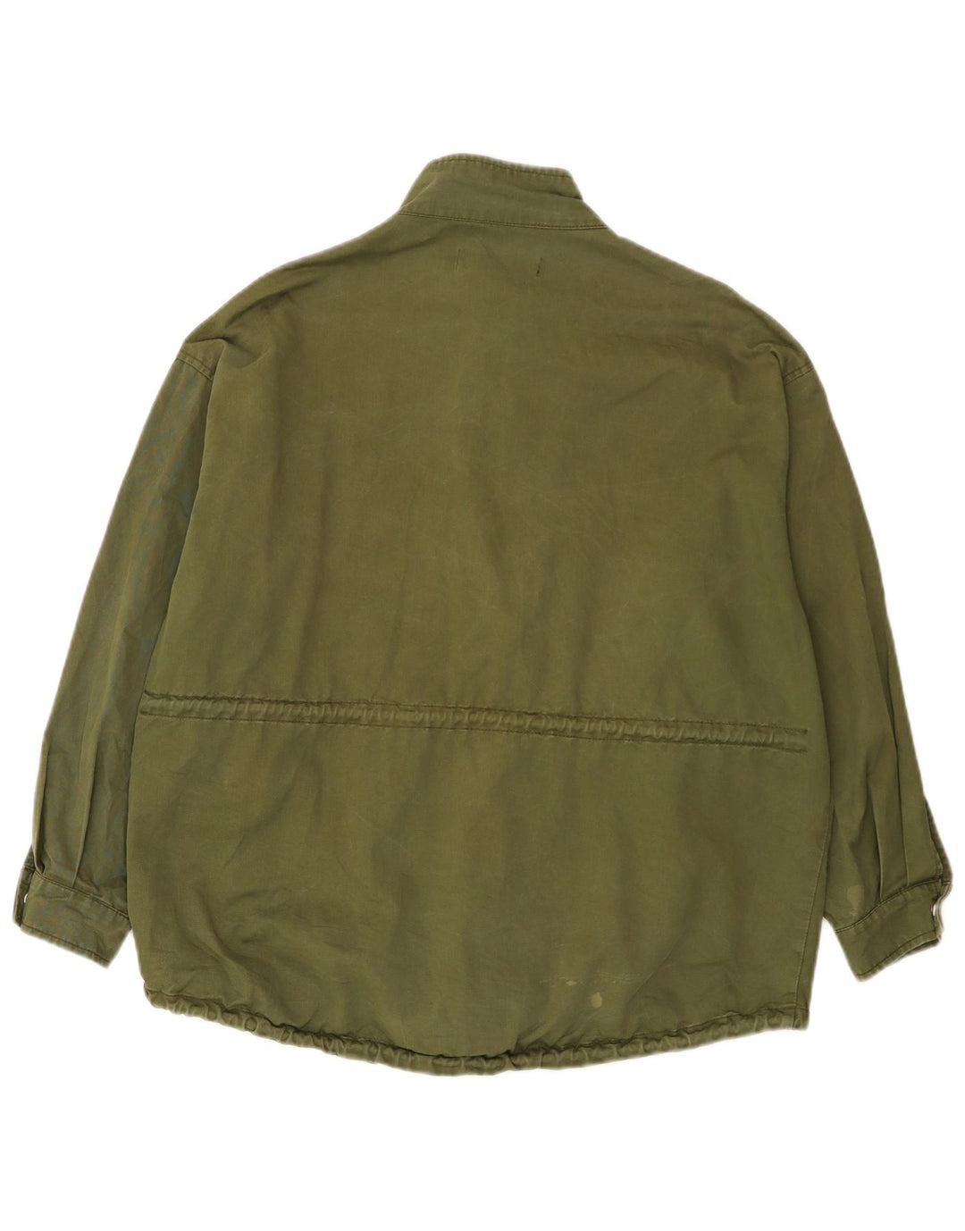 Zara Womens Graphic Oversized Bomber Jacket UK 14 Medium Khaki Cotton