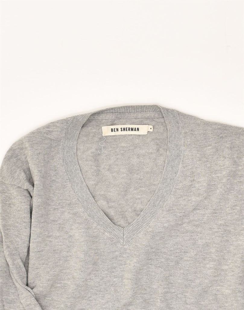 BEN SHERMAN Mens V-Neck Jumper Sweater Medium Grey Cotton | Vintage Ben Sherman | Thrift | Second-Hand Ben Sherman | Used Clothing | Messina Hembry 