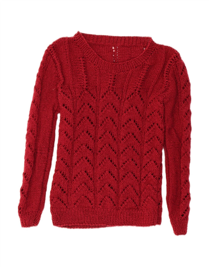 VINTAGE Womens Boat Neck Jumper Sweater UK 10 Small Red