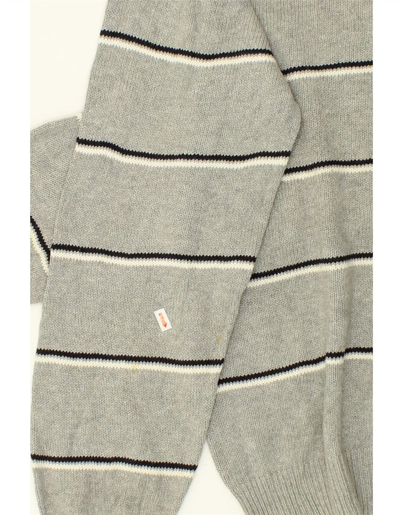 NAUTICA Mens Boat Neck Jumper Sweater Large Grey Striped Cotton | Vintage Nautica | Thrift | Second-Hand Nautica | Used Clothing | Messina Hembry 