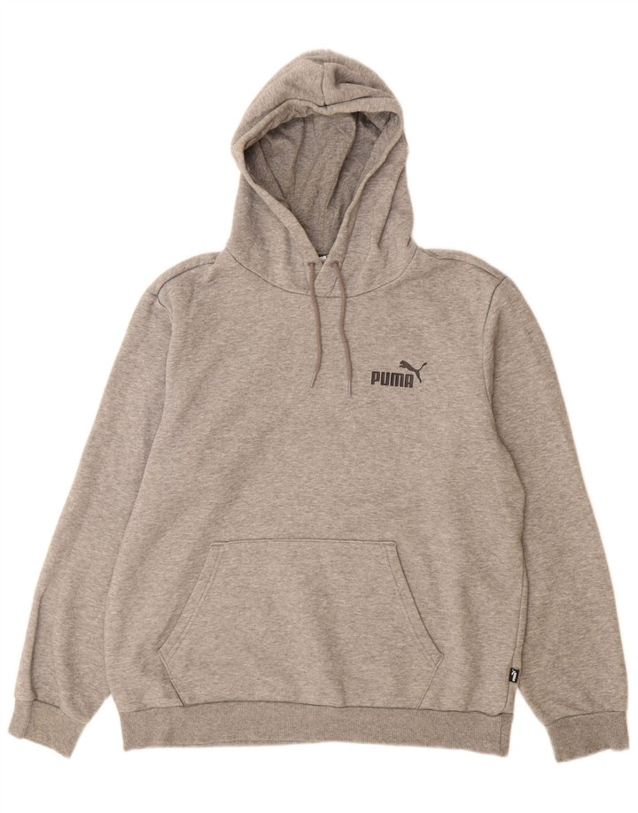 Puma Mens Hoodie Jumper Medium Grey Flecked Cotton