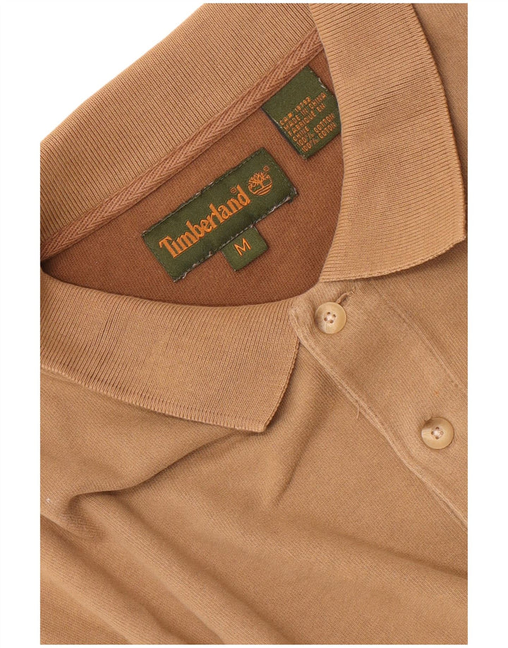 Timberland Mens Long Sleeve Polo Shirt Medium Beige Cotton