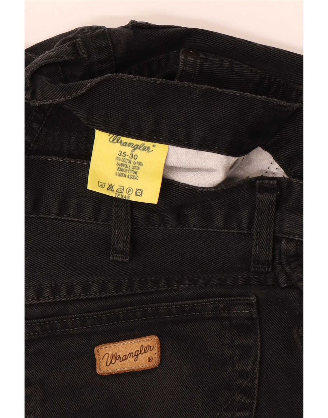 Wrangler Mens Texas Straight Jeans W35 L30 Black Cotton