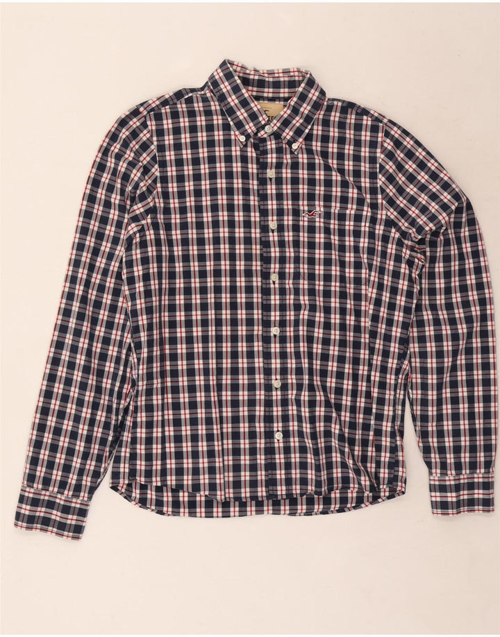 Hollister Mens Shirt Large Navy Blue Check Cotton