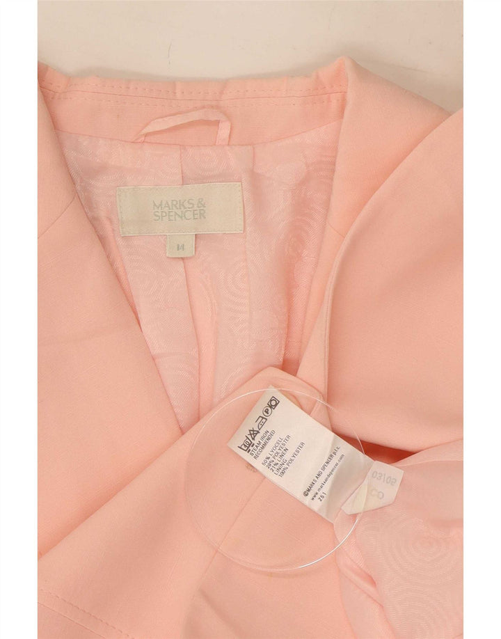 Marks & Spencer Womens 2 Button Blazer Jacket UK 14 Large Pink Lyocell