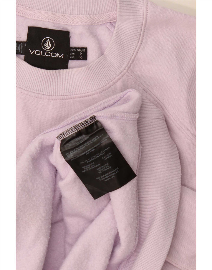 Volcom Womens Graphic Oversized Sweatshirt Jumper US 4/6 Small Pink Cotton