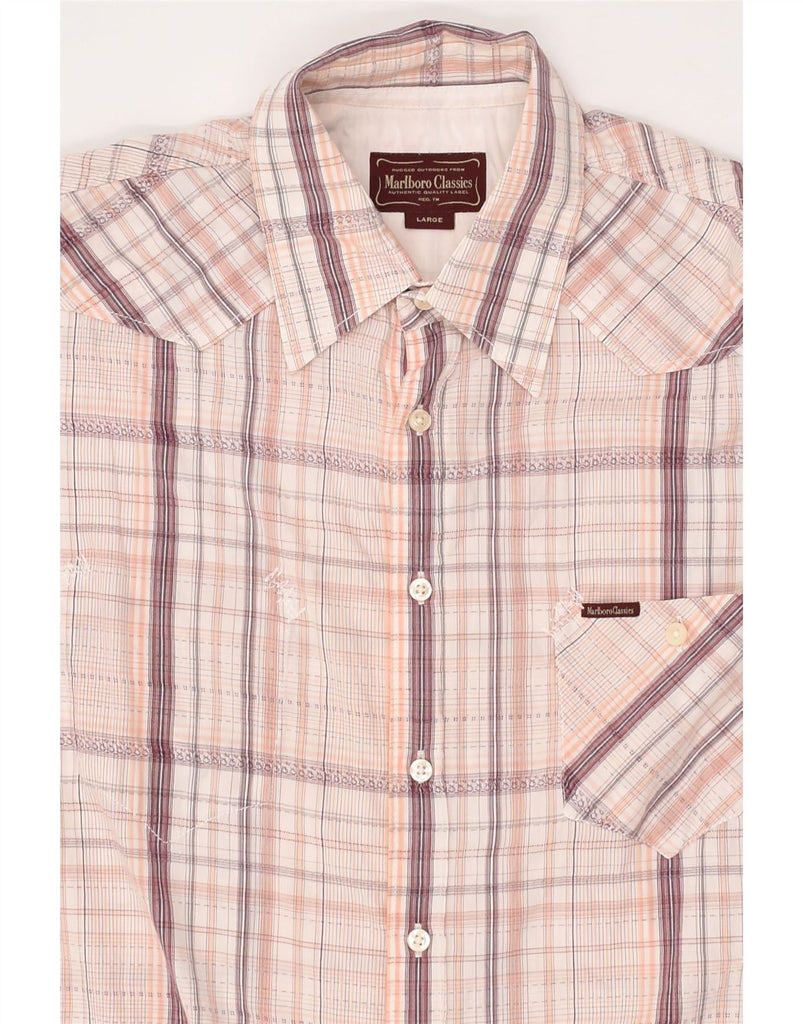 MARLBORO CLASSICS Mens Short Sleeve Shirt Large Pink Striped Cotton | Vintage Marlboro Classics | Thrift | Second-Hand Marlboro Classics | Used Clothing | Messina Hembry 