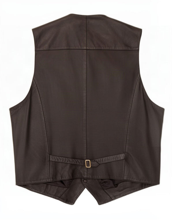 Vintage Mens Leather Waistcoat IT 54 2XL Black