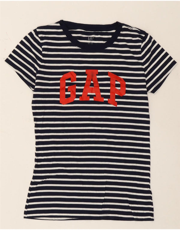 Gap Womens Graphic T-Shirt Top UK 6 XS Navy Blue Striped Cotton