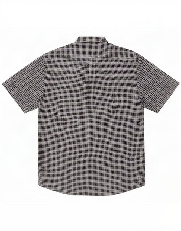 Mino Lombardi Mens Short Sleeve Shirt Size 42 16 1/2 Large Black Gingham
