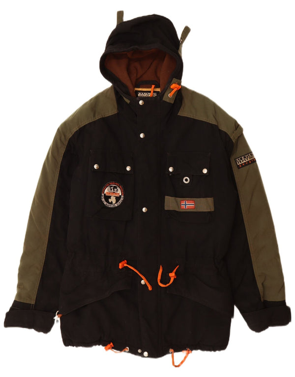 NAPAPIJRI Mens Hooded Windbreaker Jacket UK 38 Medium Black Polyamide