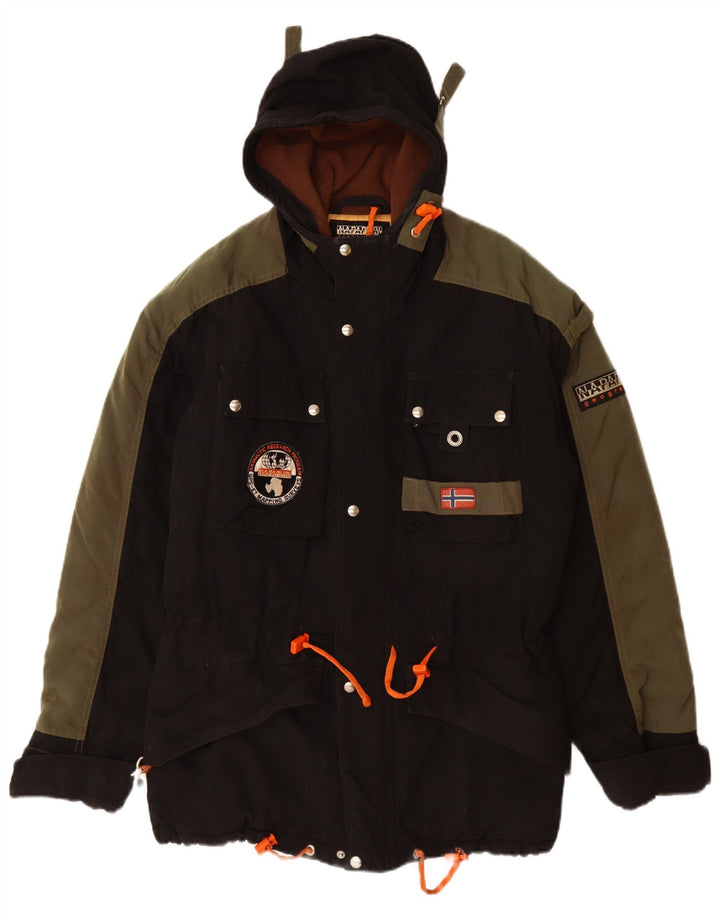 NAPAPIJRI Mens Hooded Windbreaker Jacket UK 38 Medium Black Polyamide