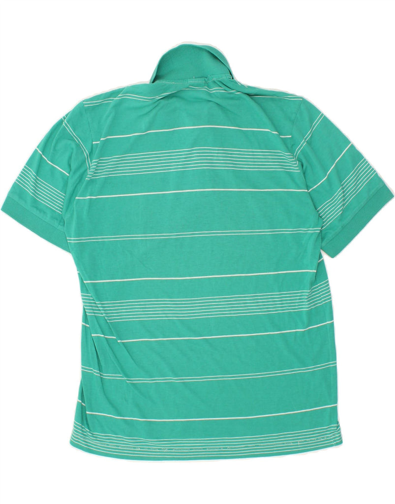 PUMA Mens Polo Shirt Medium Green Striped Cotton Vintage Puma and Second-Hand Puma from Messina Hembry 