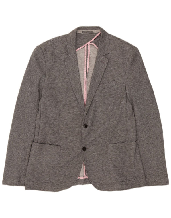 Zara Mens 2 Button Blazer Jacket EU 54 XL Grey Polyester