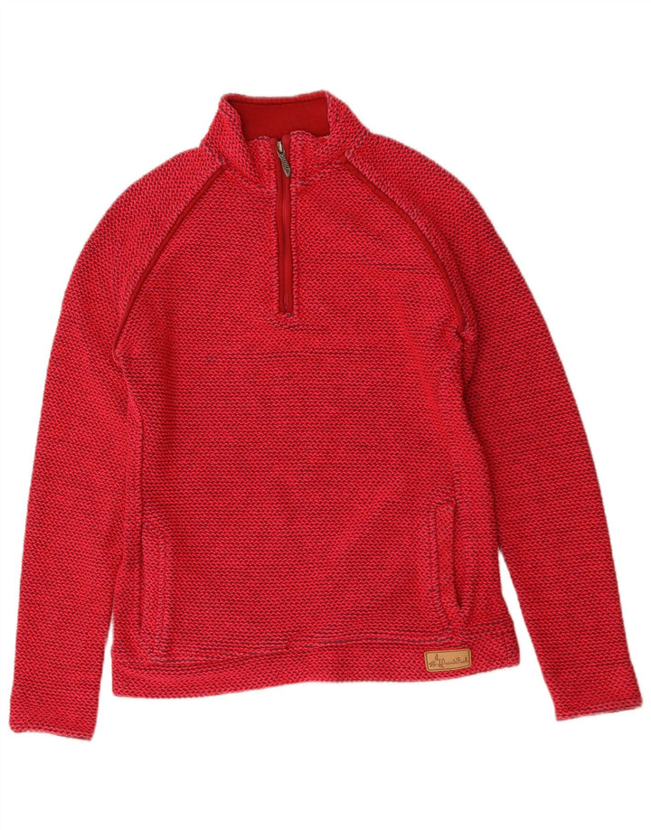 WEIRD FISH Womens Zip Neck Sweatshirt Jumper UK 12 Medium Red