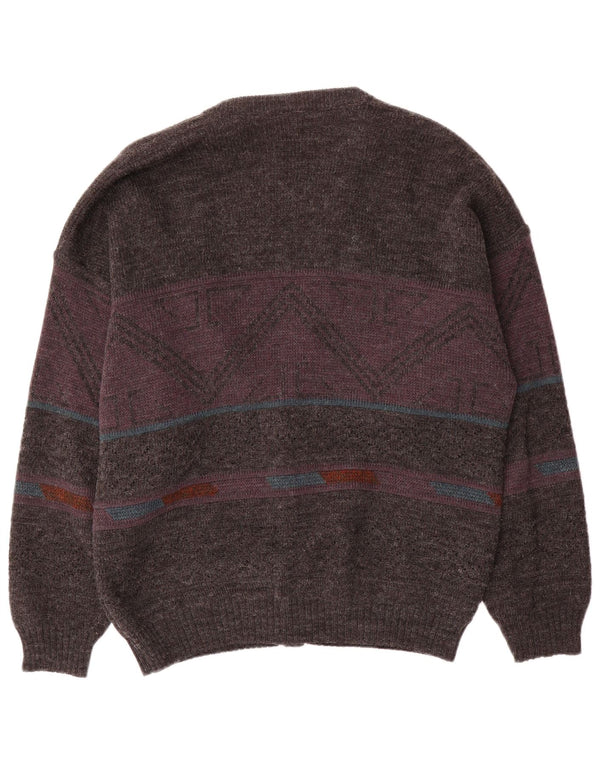 Angelo Litrico Mens Cardigan Sweater EU 48/50 Medium Grey Geometric Acrylic