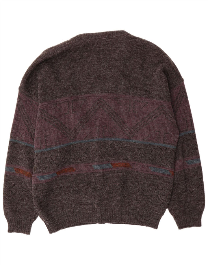Angelo Litrico Mens Cardigan Sweater EU 48/50 Medium Grey Geometric Acrylic
