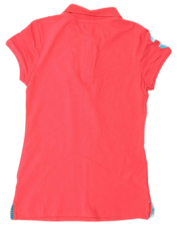 U.S. Polo Assn. Womens Graphic Polo Shirt UK 8 Small Red Cotton