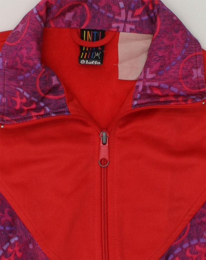 LOTTO Boys Tracksuit Top Jacket 12-13 Years Red Geometric Polyester | Vintage Lotto | Thrift | Second-Hand Lotto | Used Clothing | Messina Hembry 