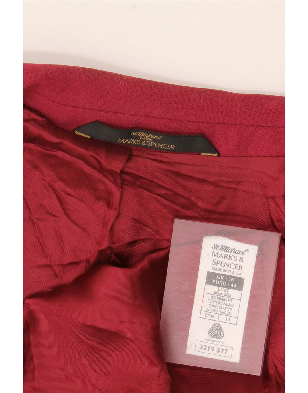 Marks & Spencer Womens Standard Fit Blazer Jacket UK 16 Large Burgundy