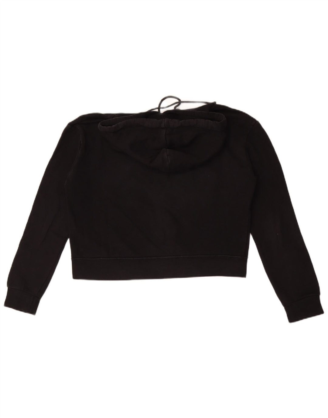Pyrex Womens Crop Graphic Hoodie Jumper UK 14 Medium Black Cotton