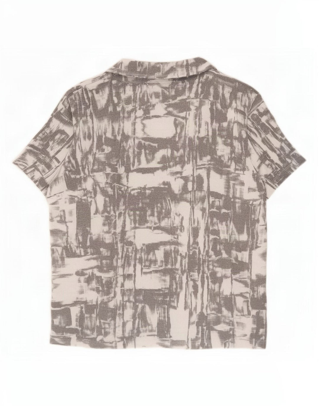 Zara Mens Abstract Pattern Short Sleeve Shirt Small Grey Polyester