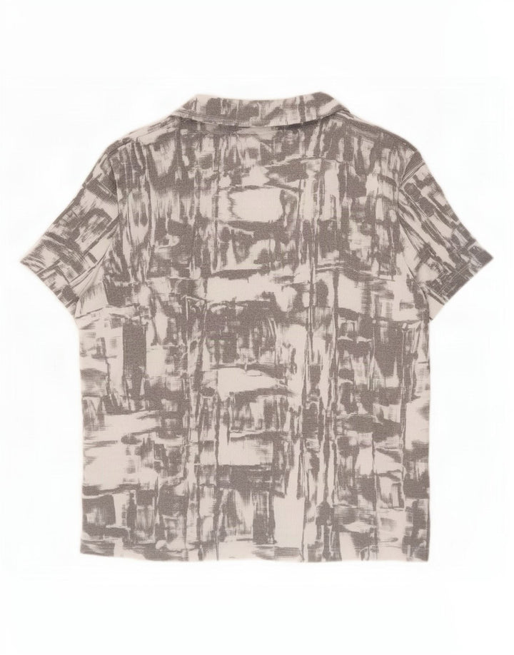 Zara Mens Abstract Pattern Short Sleeve Shirt Small Grey Polyester