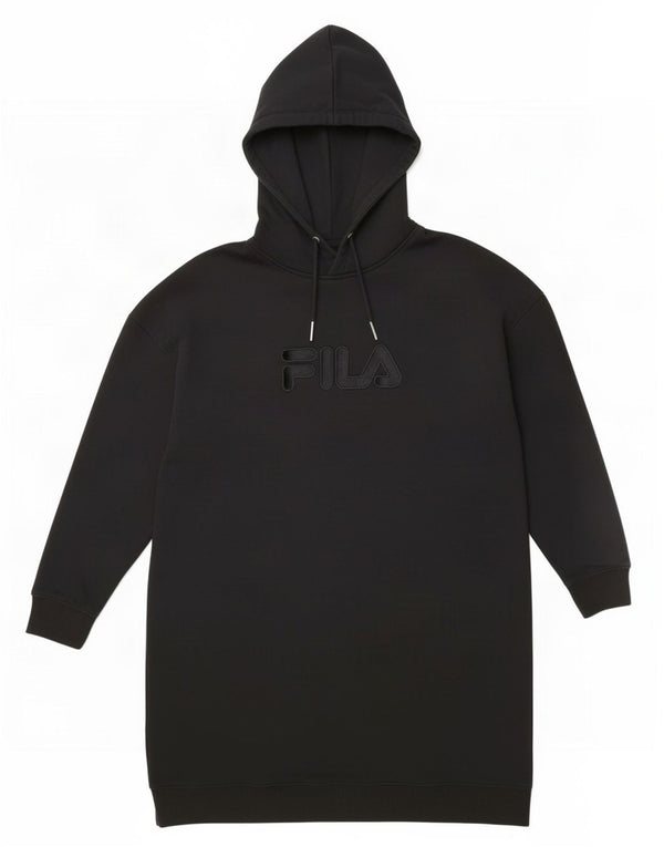 Fila Womens Oversized Graphic Long Sleeve Hoodie Dress UK 10 Small Black
