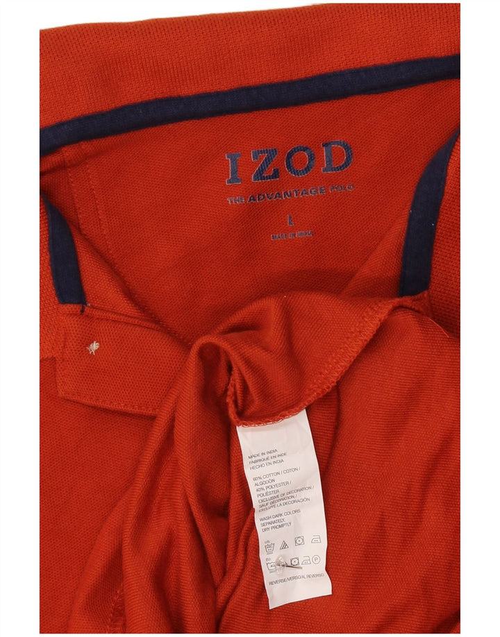 IZOD Mens Polo Shirt Large Orange Cotton