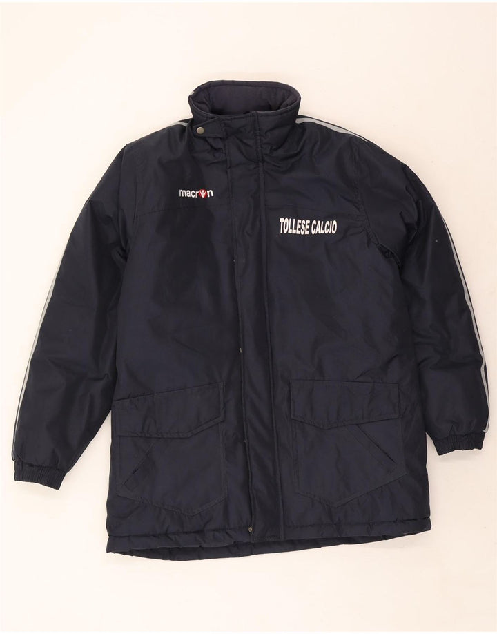 Macron Mens Graphic Hooded Padded Jacket UK 40 Large Navy Blue Polyester