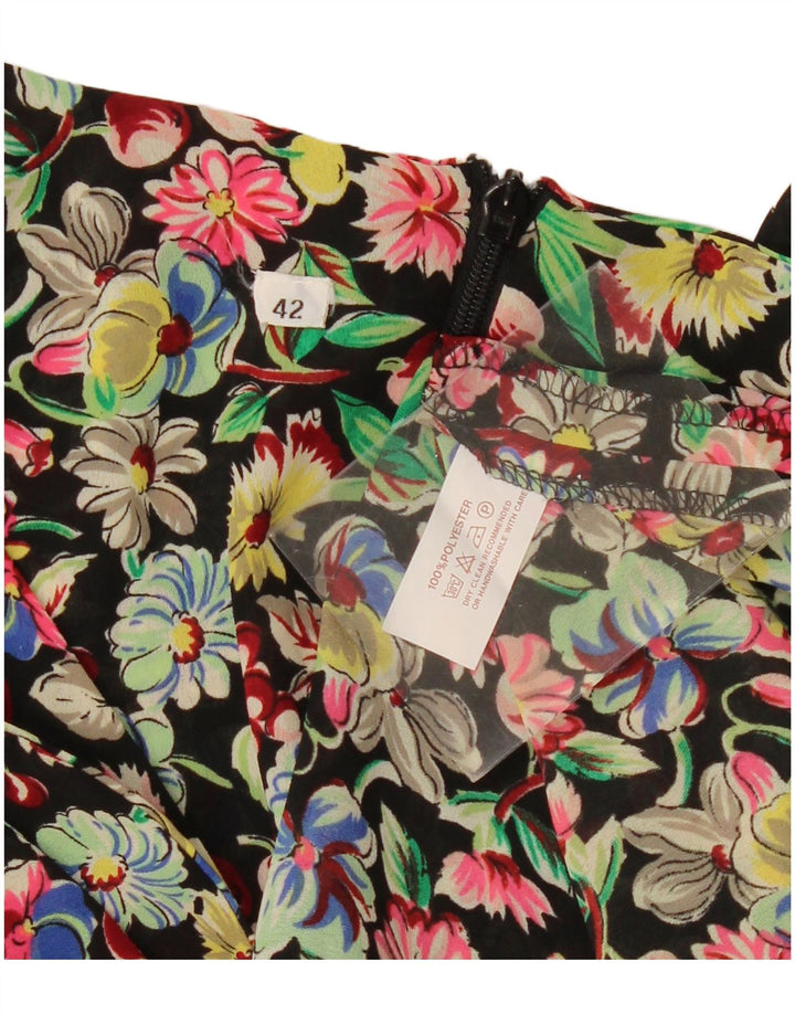 VINTAGE Womens Long Sleeve A-Line Dress IT 42 Medium Multicoloured Floral