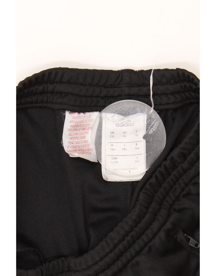 ADIDAS Boys Climalite Tracksuit Trousers 13-14 Years XL Black Polyester