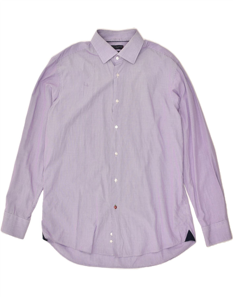 TOMMY HILFIGER Mens Fitted Shirt Size 17 43 XL Purple Check Cotton | Vintage Tommy Hilfiger | Thrift | Second-Hand Tommy Hilfiger | Used Clothing | Messina Hembry 