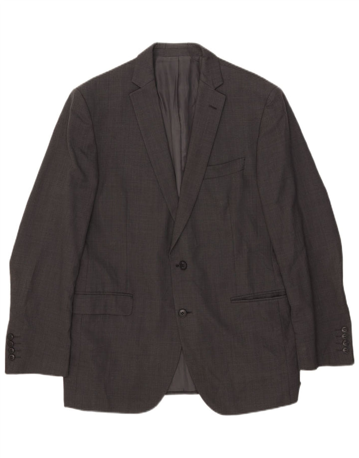 Marks & Spencer Mens 2 Button Blazer Jacket UK 42 Large Grey Wool