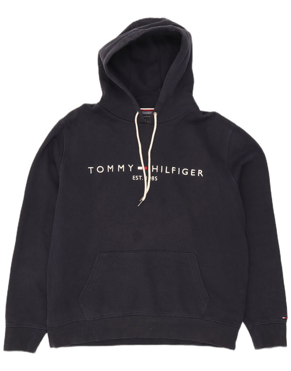 Tommy Hilfiger Mens Graphic Hoodie Jumper XL Navy Blue Cotton