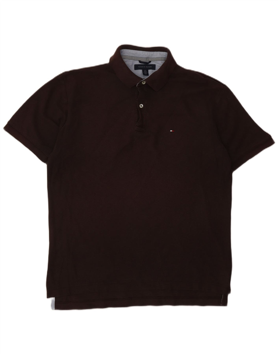 TOMMY HILFIGER Mens Polo Shirt Large Brown Cotton
