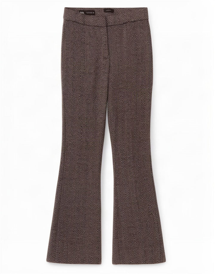 Zara Womens Bootcut Casual Trousers Small W26 L29 Grey Chevron Polyester