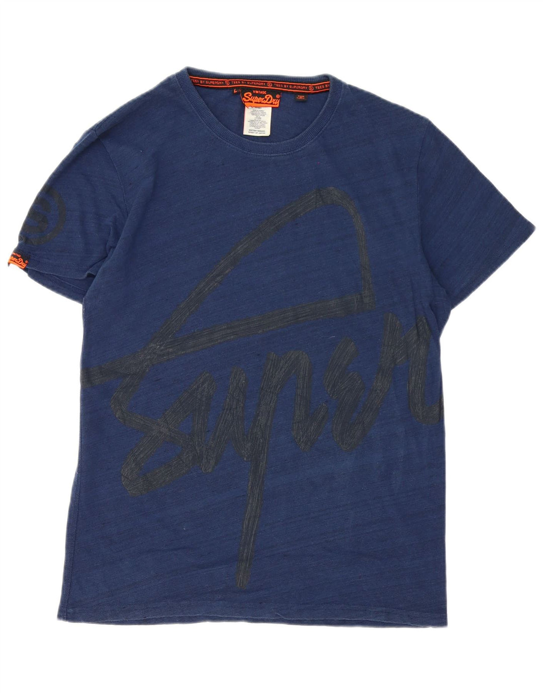 Superdry Mens Graphic T-Shirt Top Large Navy Blue Cotton
