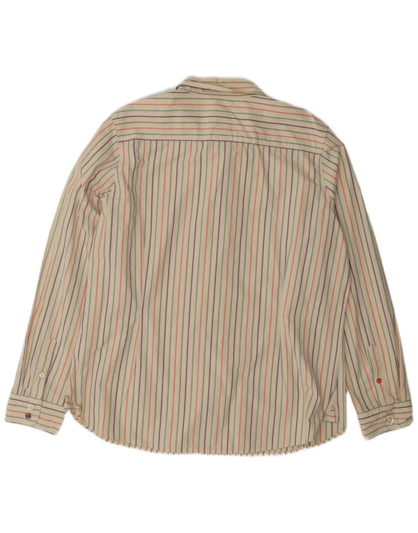 Joules Womens Shirt UK 18 XL Beige Striped Cotton