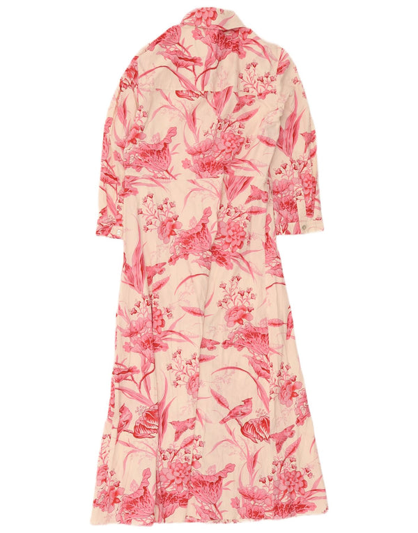 Zara Womens 3/4 Sleeve Shirt Dress UK 14 Medium Pink Floral