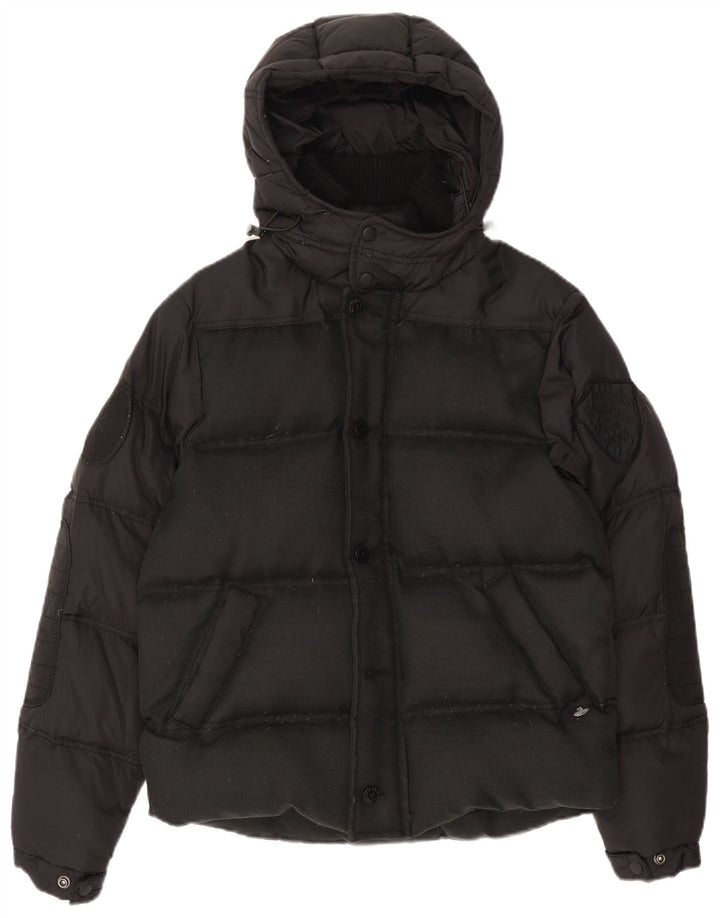 Scotch & Soda Mens Hooded Padded Jacket UK 38 Medium Black Nylon