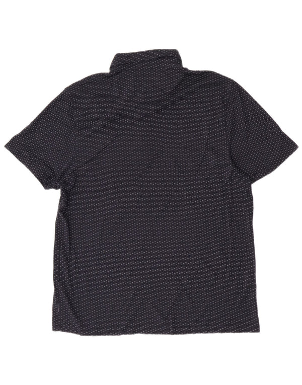 Ted Baker Mens Polo Shirt Size 6 2XL Navy Blue Spotted Cotton