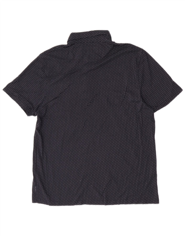 Ted Baker Mens Polo Shirt Size 6 2XL Navy Blue Spotted Cotton