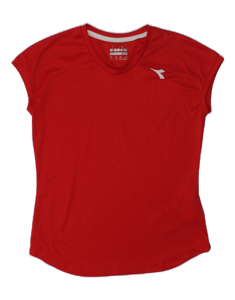 DIADORA Girls Graphic T-Shirt Top 13-14 Years XL Red Polyester | Vintage Diadora | Thrift | Second-Hand Diadora | Used Clothing | Messina Hembry 