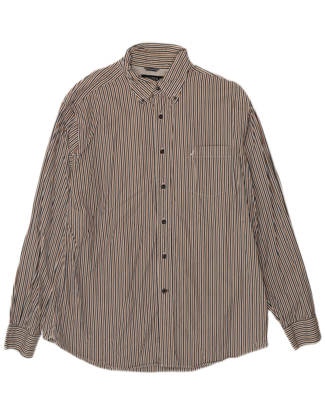 Nautica Mens Shirt Large Multicoloured Striped Cotton