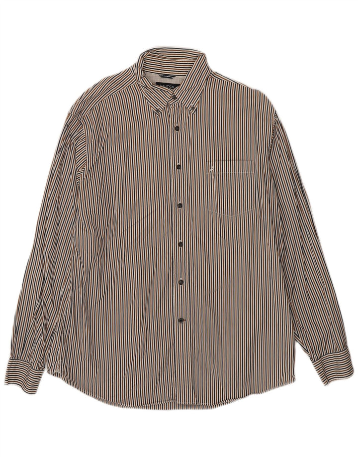Nautica Mens Shirt Large Multicoloured Striped Cotton