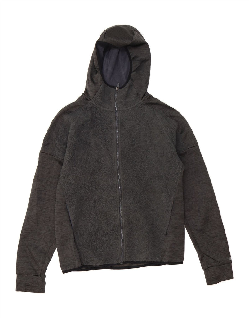 RUSSELL ATHLETIC Mens Hooded Fleece Jacket UK 38/40 Medium Grey Polyester Vintage Russell Athletic and Second-Hand Russell Athletic from Messina Hembry 