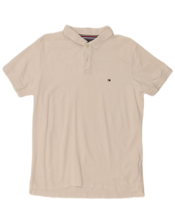 Tommy Hilfiger Mens Slim Fit Polo Shirt Large White Cotton